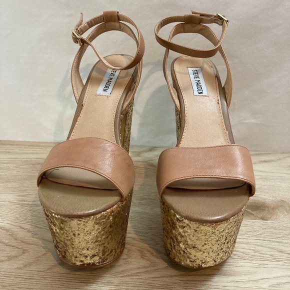 Steve Madden Shazzam Gold Glitter & nude platform - Picture 9 of 9